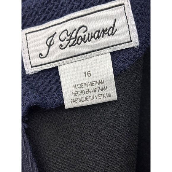 J. Howard Textured Gingham Tiered Bell Sleeve Dress Navy Size 16 - Picture 6 of 8